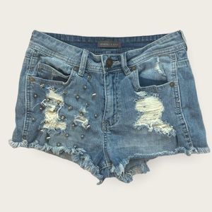 Kendall and Kylie Woman’s Jean Shorts Size 7 Studded Faded and Distressed Style